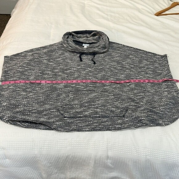 Sunday Cowl Neck Poncho Top Knit Pullover Oversized Small Beachy Cape Layer Blue - Picture 10 of 11